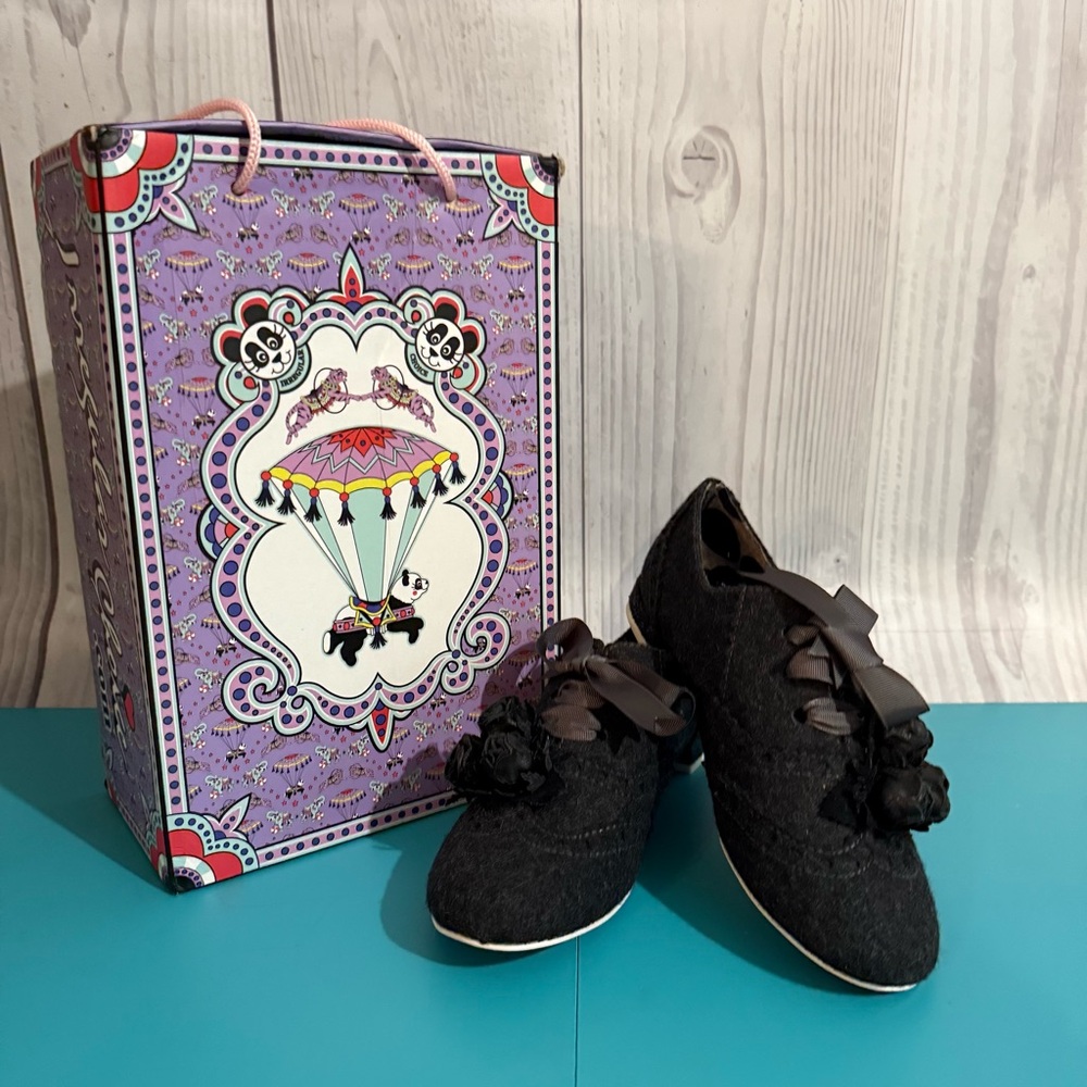 Irregular Choice Gray Lace-Up Shoes with Decorative Box
